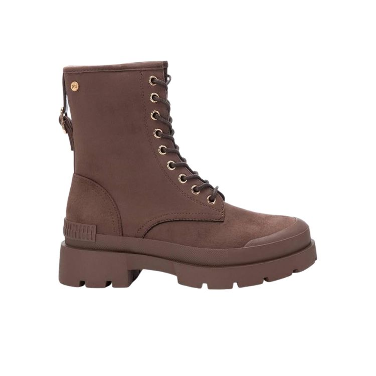 TAUPE MICROFIBER LADIES ANKLE BOOTS - XTI - Scarpe.am