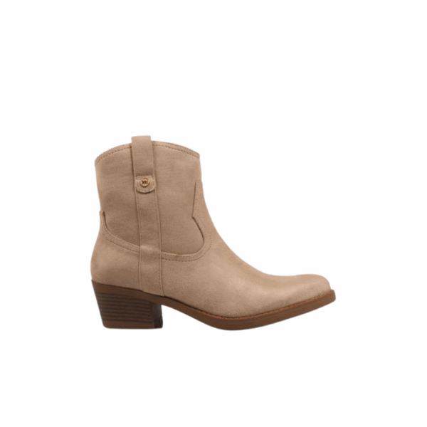 BEIGE MICROFIBER LADIES ANKLE BOOTS