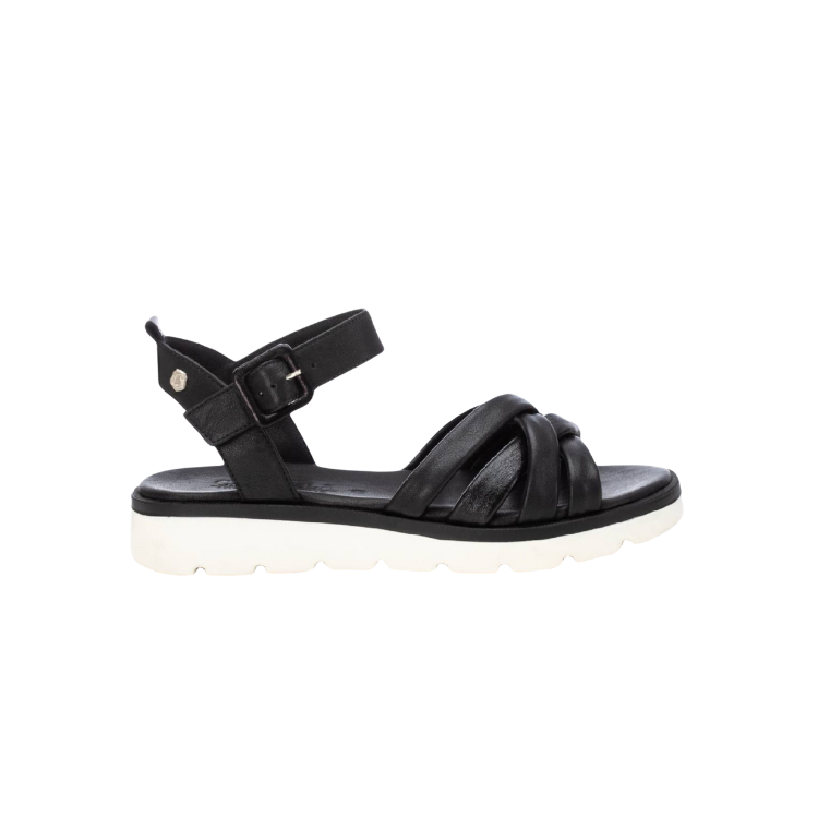 BLACK LEATHER LADIES SANDALS - CARMELA - Scarpe.am