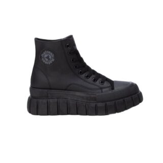 BLACK PU LADIES ANKLE BOOTS