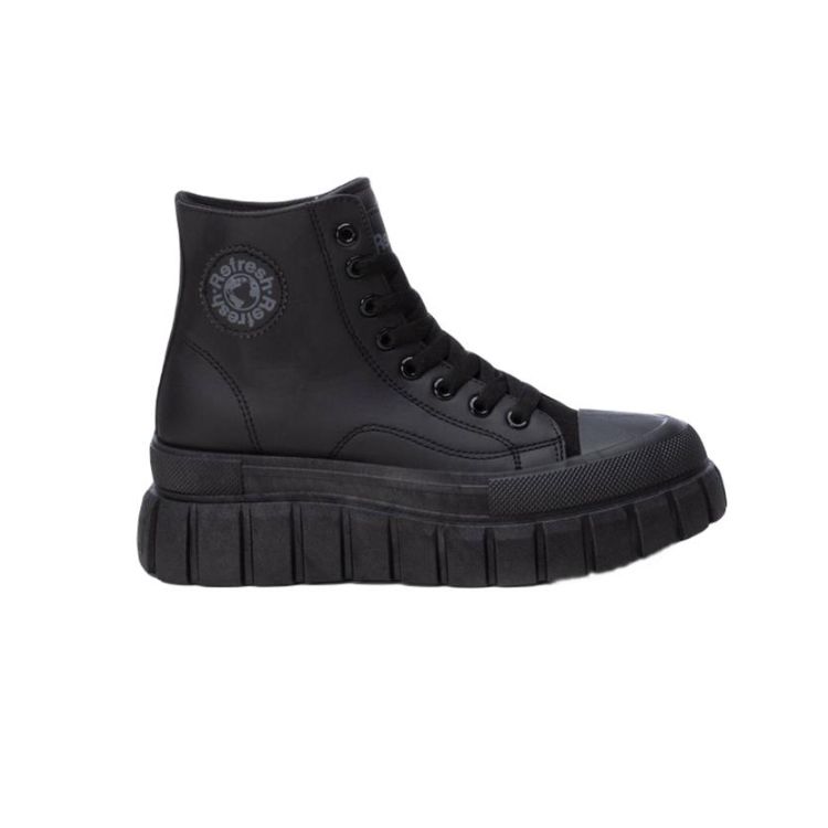 BLACK PU LADIES ANKLE BOOTS - REFRESH - Scarpe.am