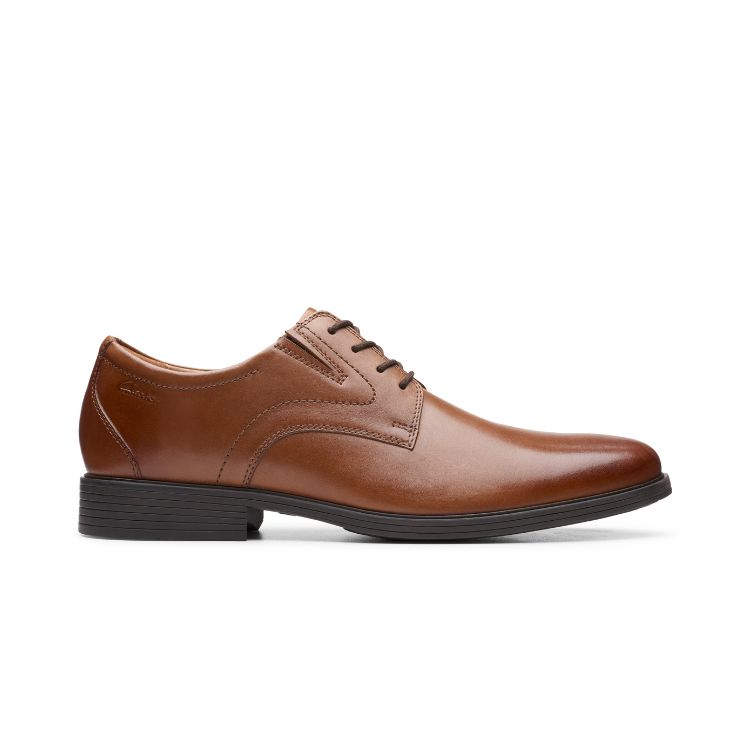 Whiddon Plain Dark Tan Leather - CLARKS - Scarpe.am