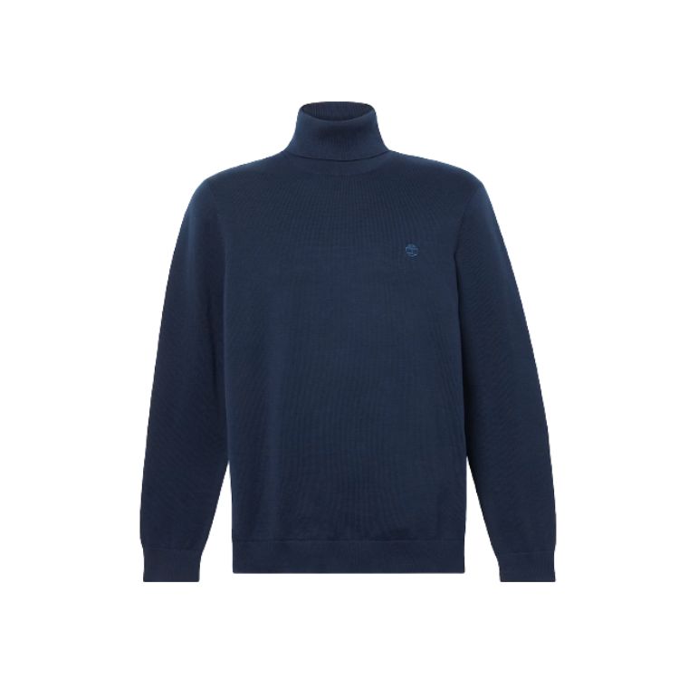 Williams River Turtle Neck Cotton Jumper for Men in Dark Blue - TIMBERLAND - Scarpe.am