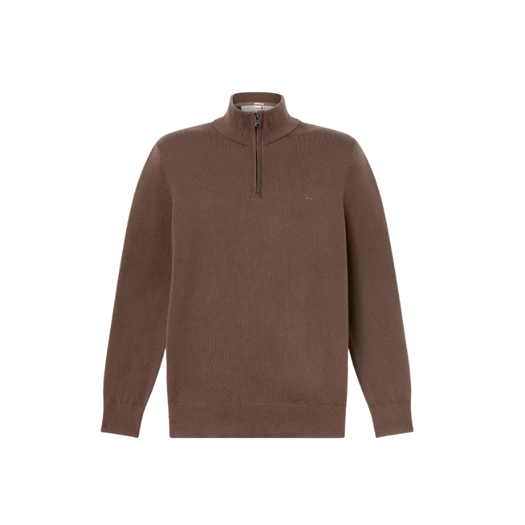 WILLIAMS RIVER Cotton YD 1/4 Zip Sweater Chocolate Brown - TIMBERLAND - Scarpe.am