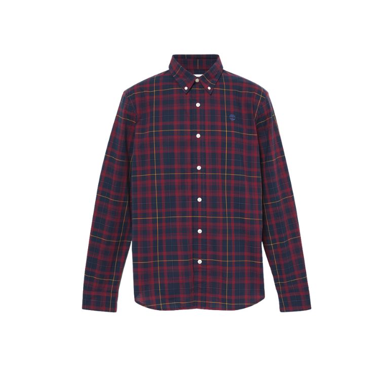 Stretch Poplin Check Shirt for Men in Burgundy - TIMBERLAND - Scarpe.am
